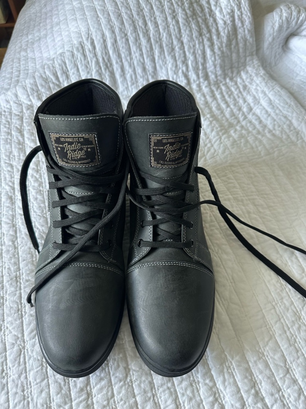 Indie Ride Men's Black Lace-Up Moto Boots